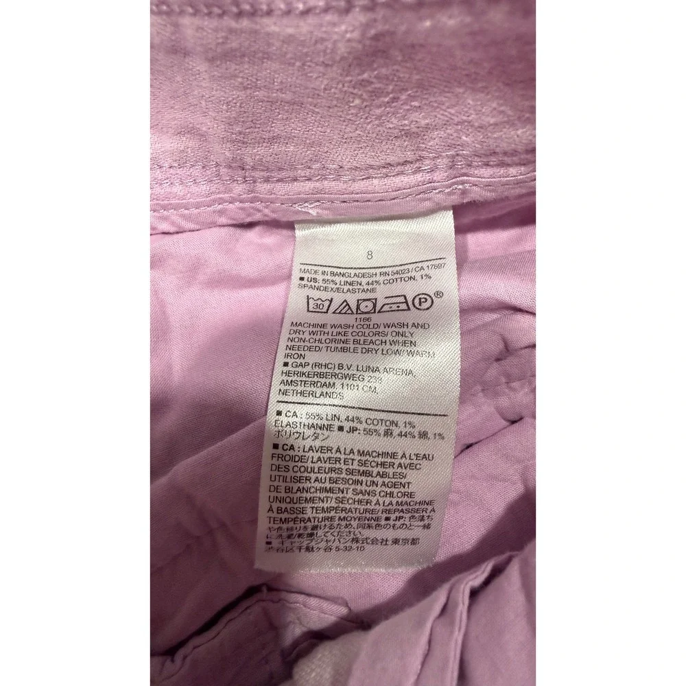 Banana Republic Pink Lavender Linen Wide Leg Pleated Pants Size 8 High Rise